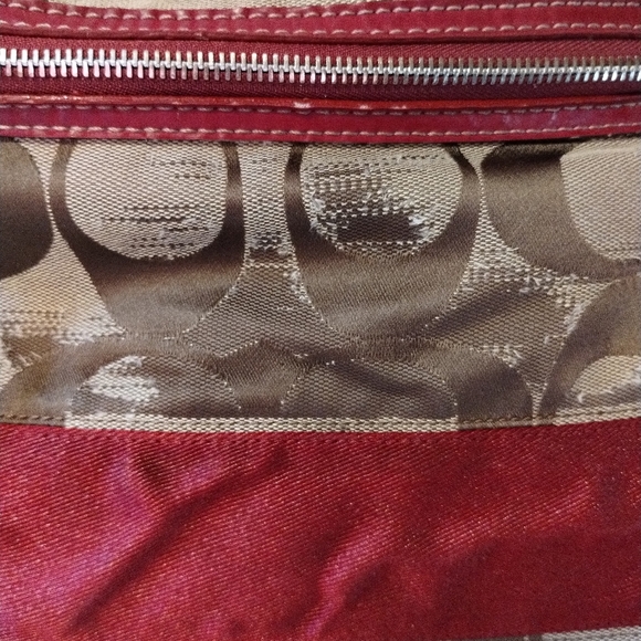 Coach Brown and Red Shoulder Bag with Signature Monogram - Picture 7 of 15
